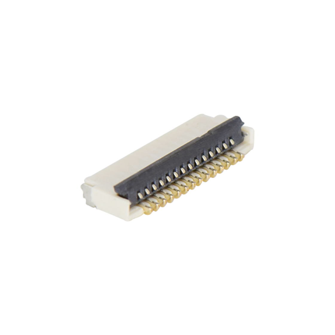 F0501 FPC FFC连接器Pitch 0.50mm 90°H1.00mm 卧贴双面接后掀盖 SMT型FPC 14Pin本色 镀半金接触点及焊接脚点1u，镍底35-60u.